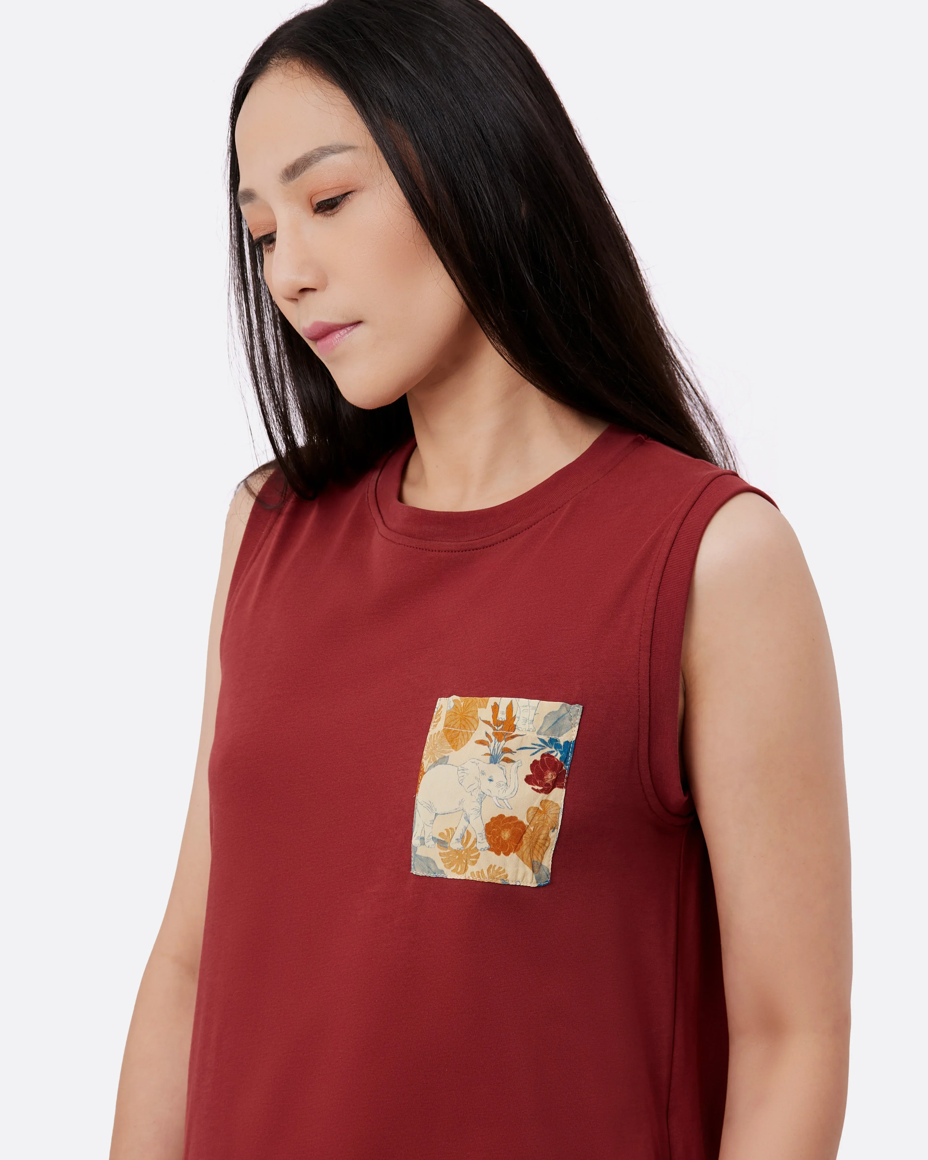 STUDIO QILING | Russet Cotton Jersey Tank Dress - Image 2