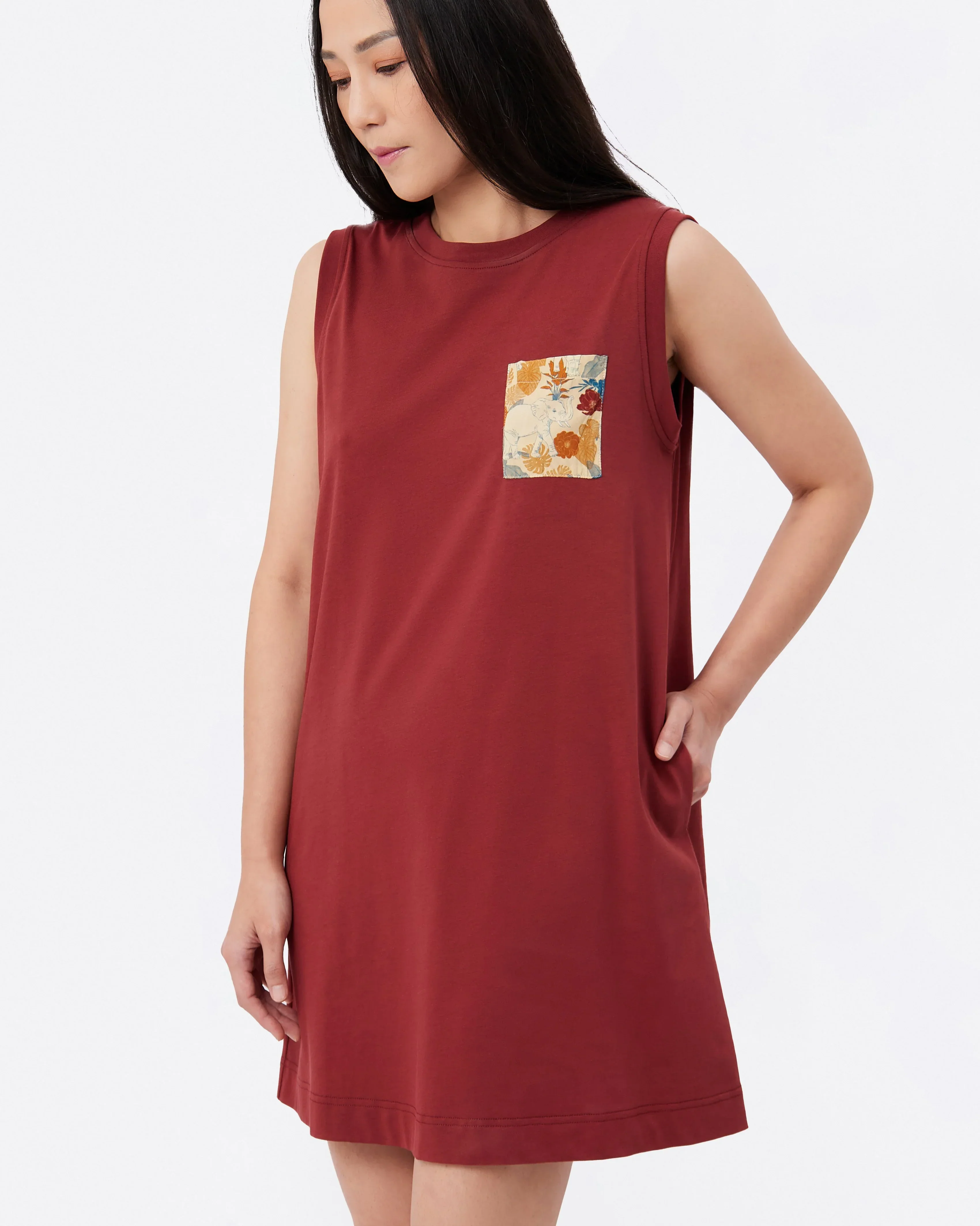 STUDIO QILING | Russet Cotton Jersey Tank Dress - Image 4