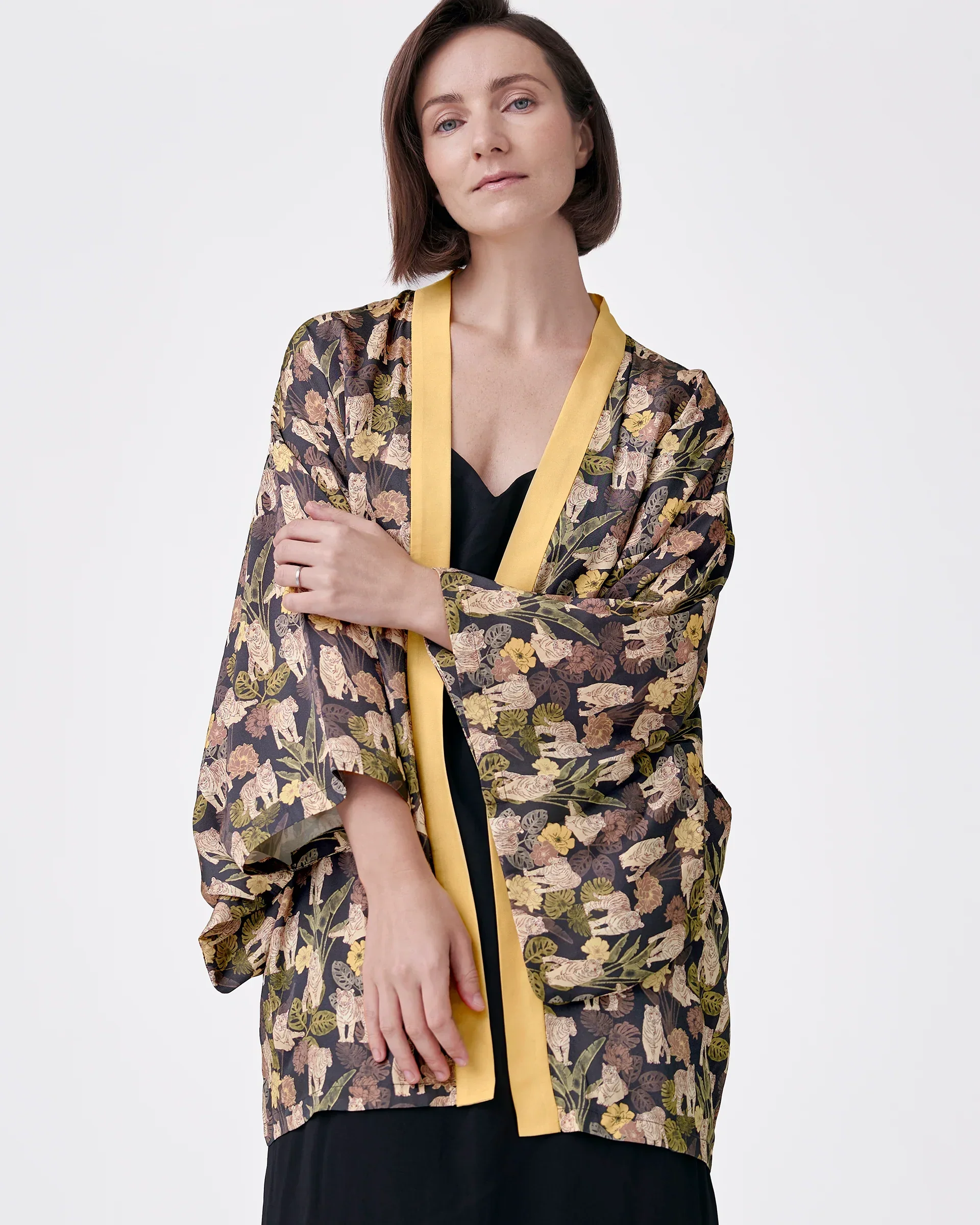STUDIO QILING | Tiger Autumn Silk Blend Kimono