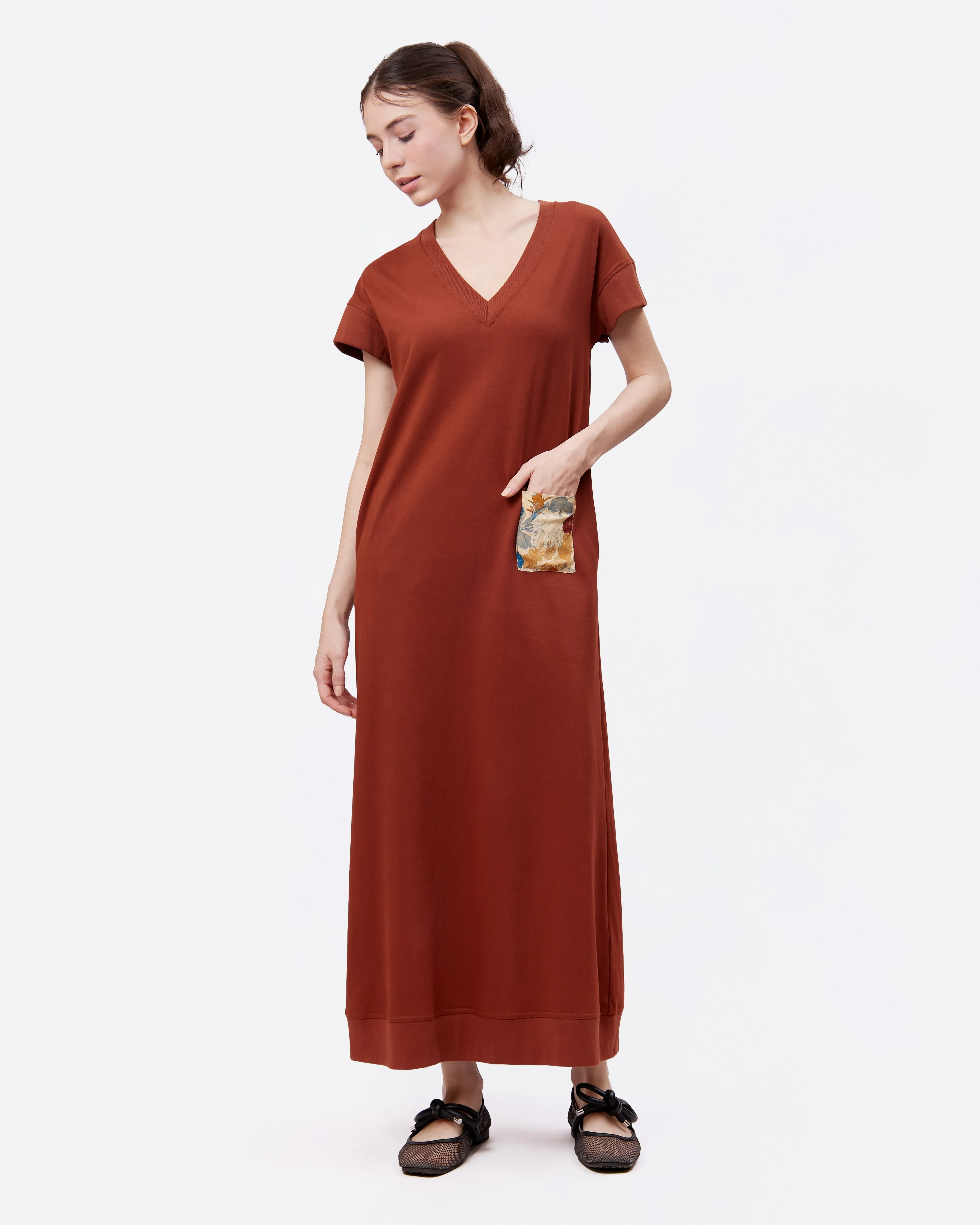 STUDIO QILING | Umber Cotton Jersey Maxi Dress - Image 2