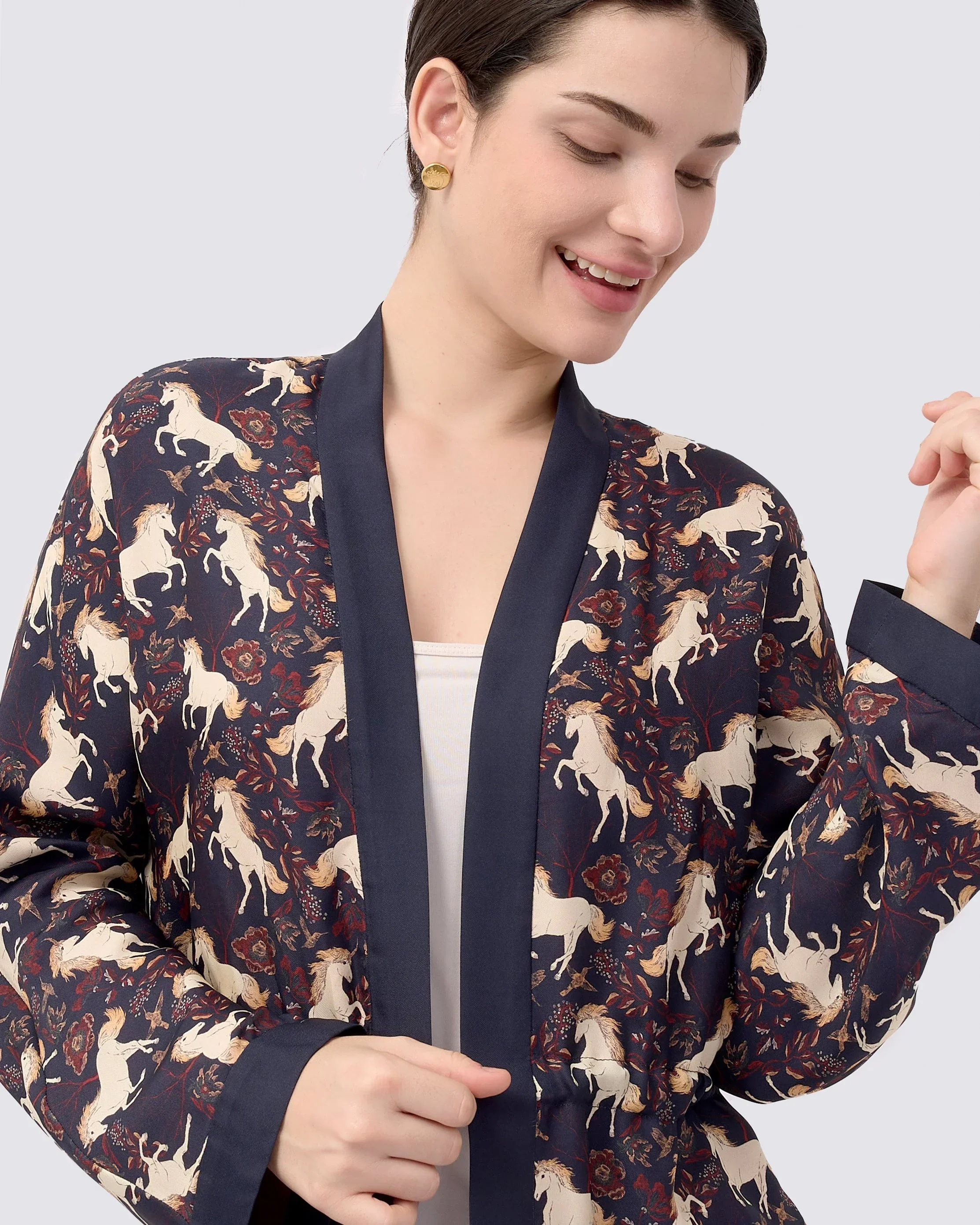 STUDIO QILING | Unicorn Midnight Reversible Cropped Kimono - Image 6