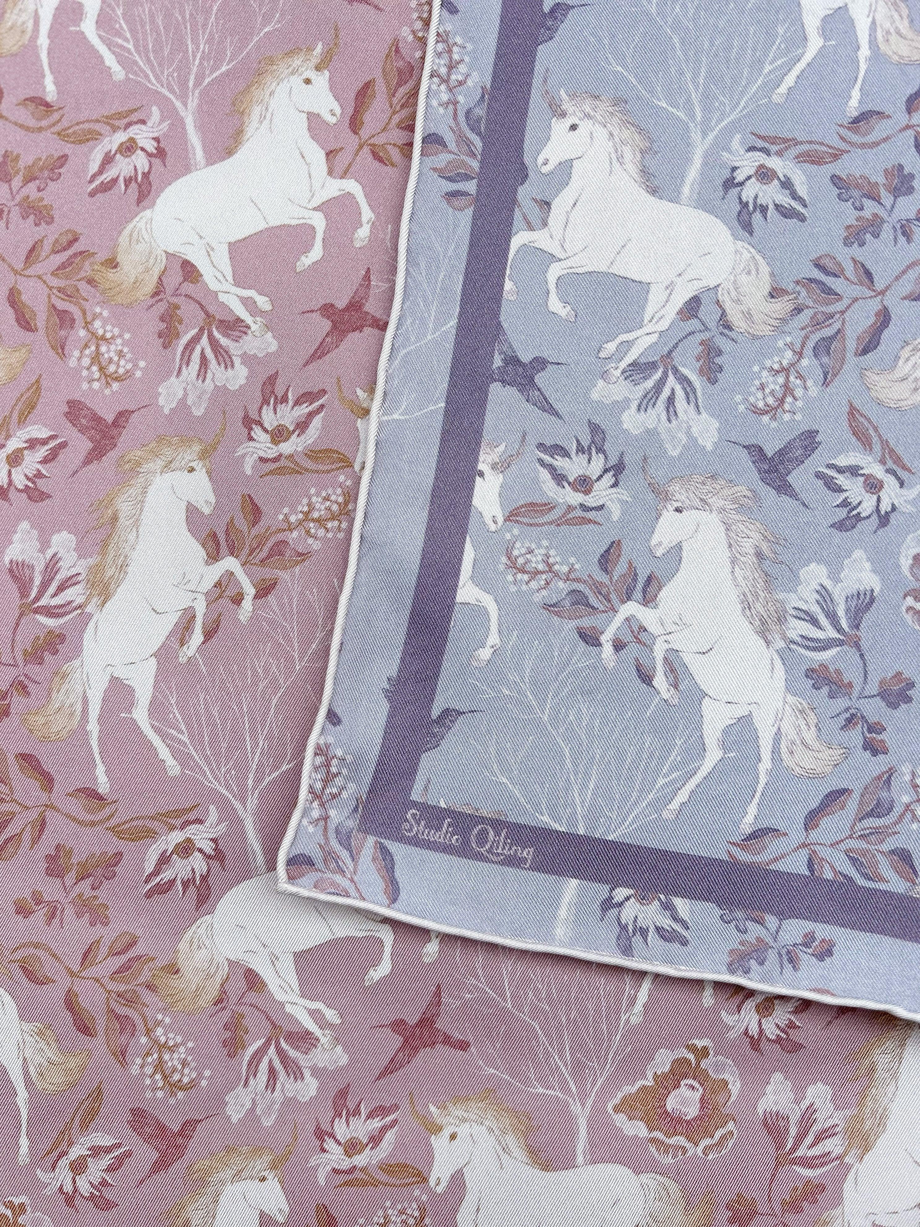 STUDIO QILING | Unicorn Spring Magic Double Side Silk Scarf 100 - Image 2