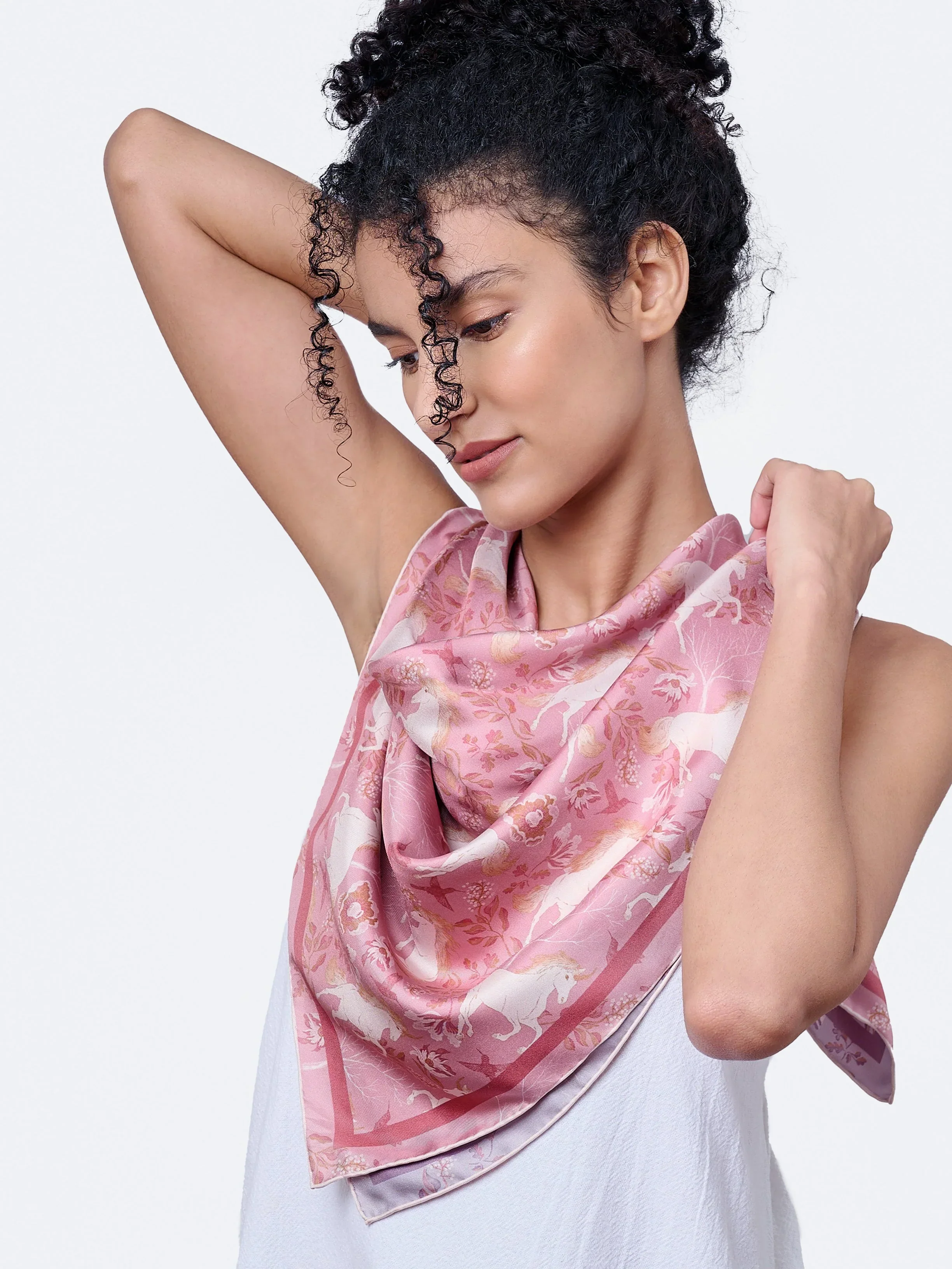 STUDIO QILING | Unicorn Spring Magic Double Side Silk Scarf 100 - Image 3