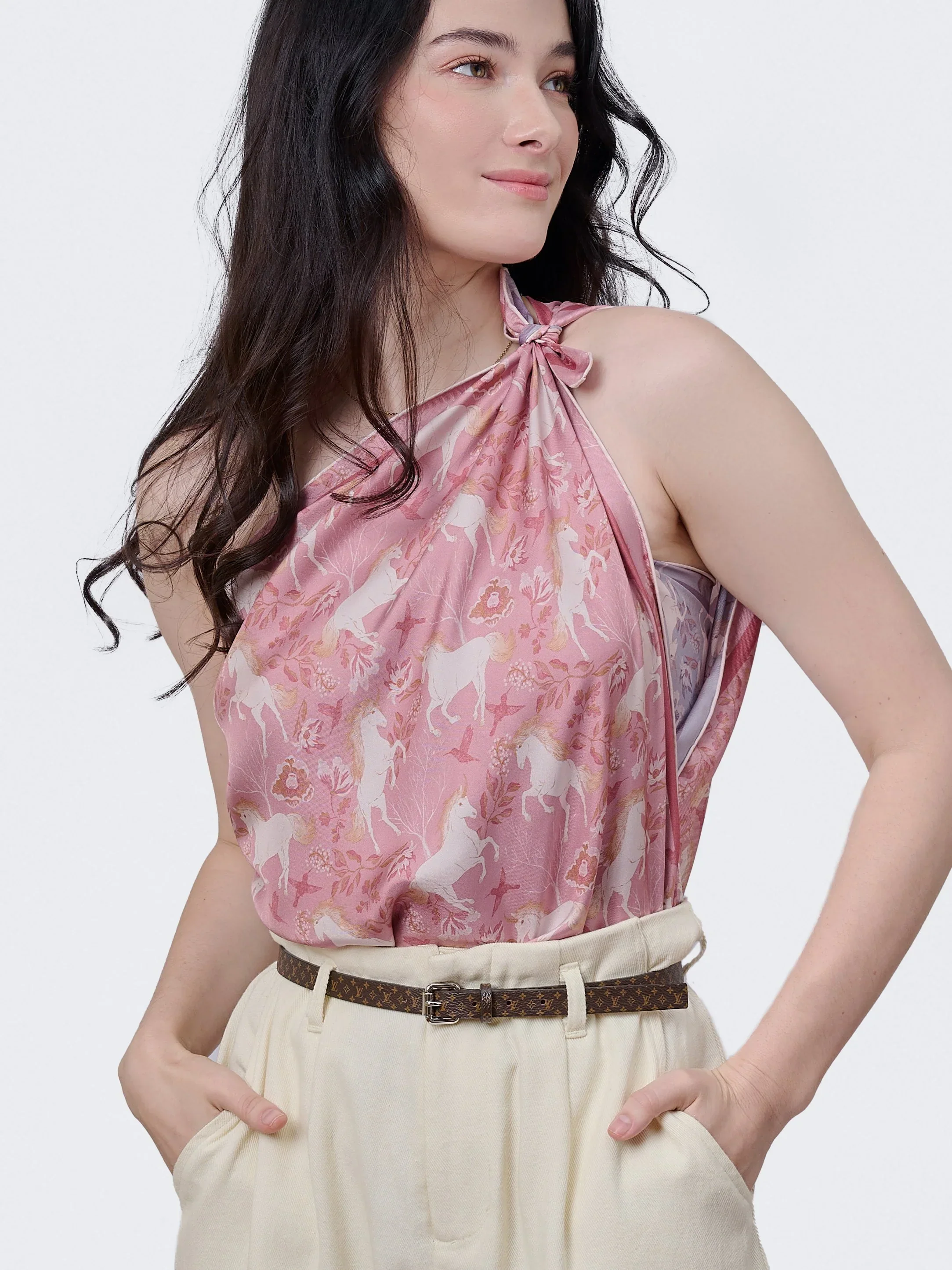STUDIO QILING | Unicorn Spring Magic Double Side Silk Scarf 100 - Image 4
