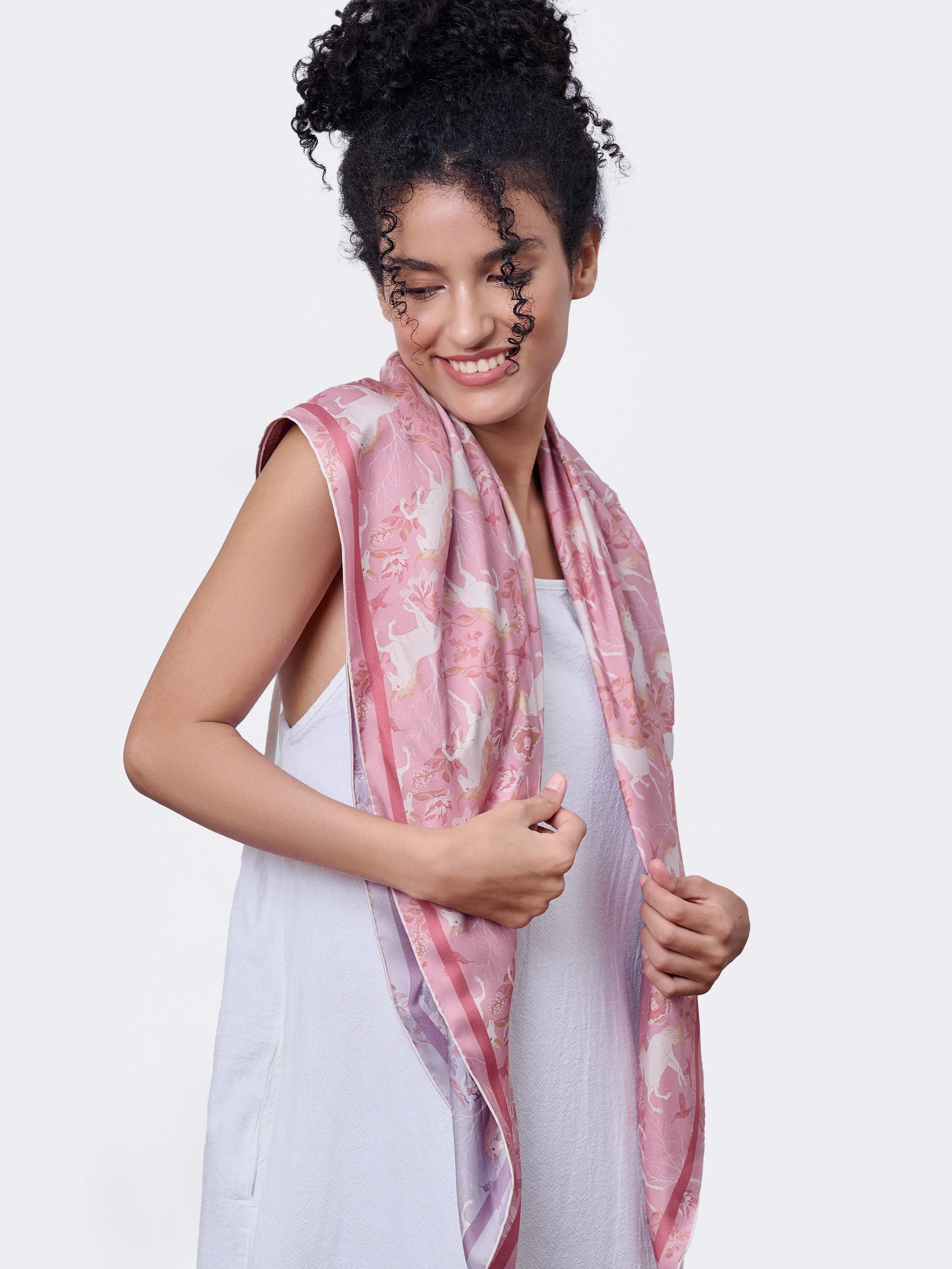 STUDIO QILING | Unicorn Spring Magic Double Side Silk Scarf 100 - Image 6