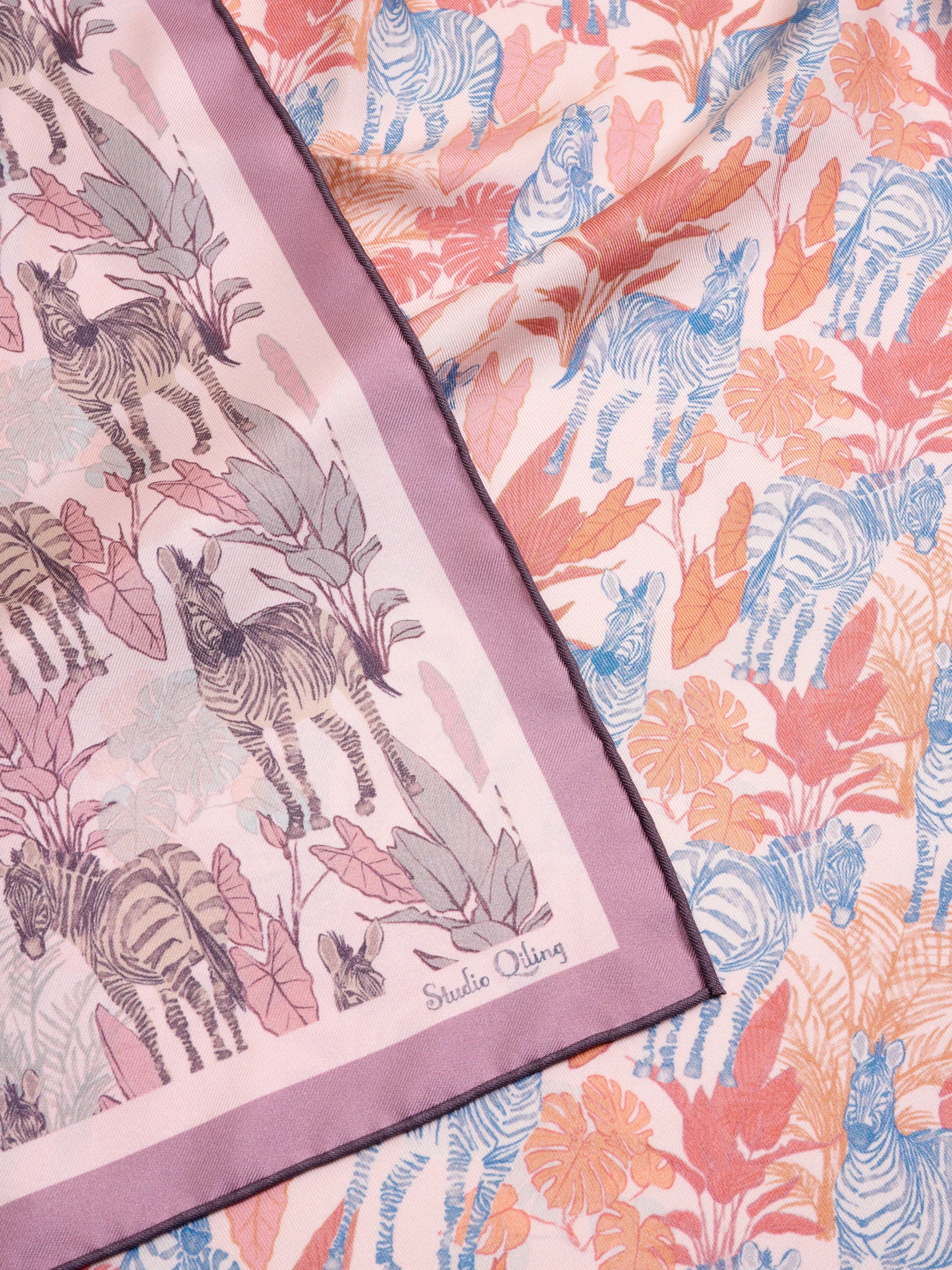 STUDIO QILING | Zebra Lilac Spring Double Side Silk Scarf 65 - Image 2