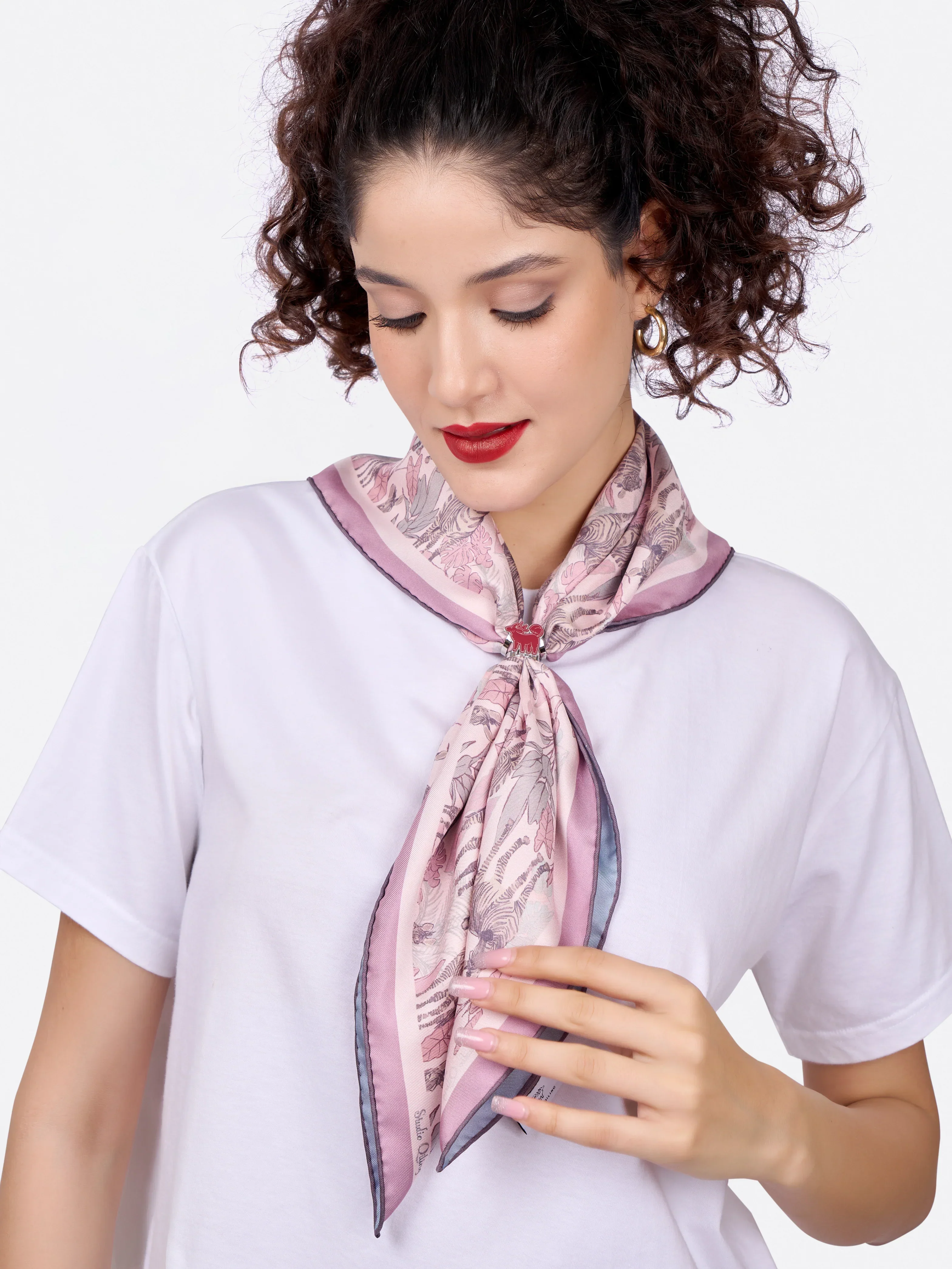 STUDIO QILING | Zebra Lilac Spring Double Side Silk Scarf 65 - Image 3
