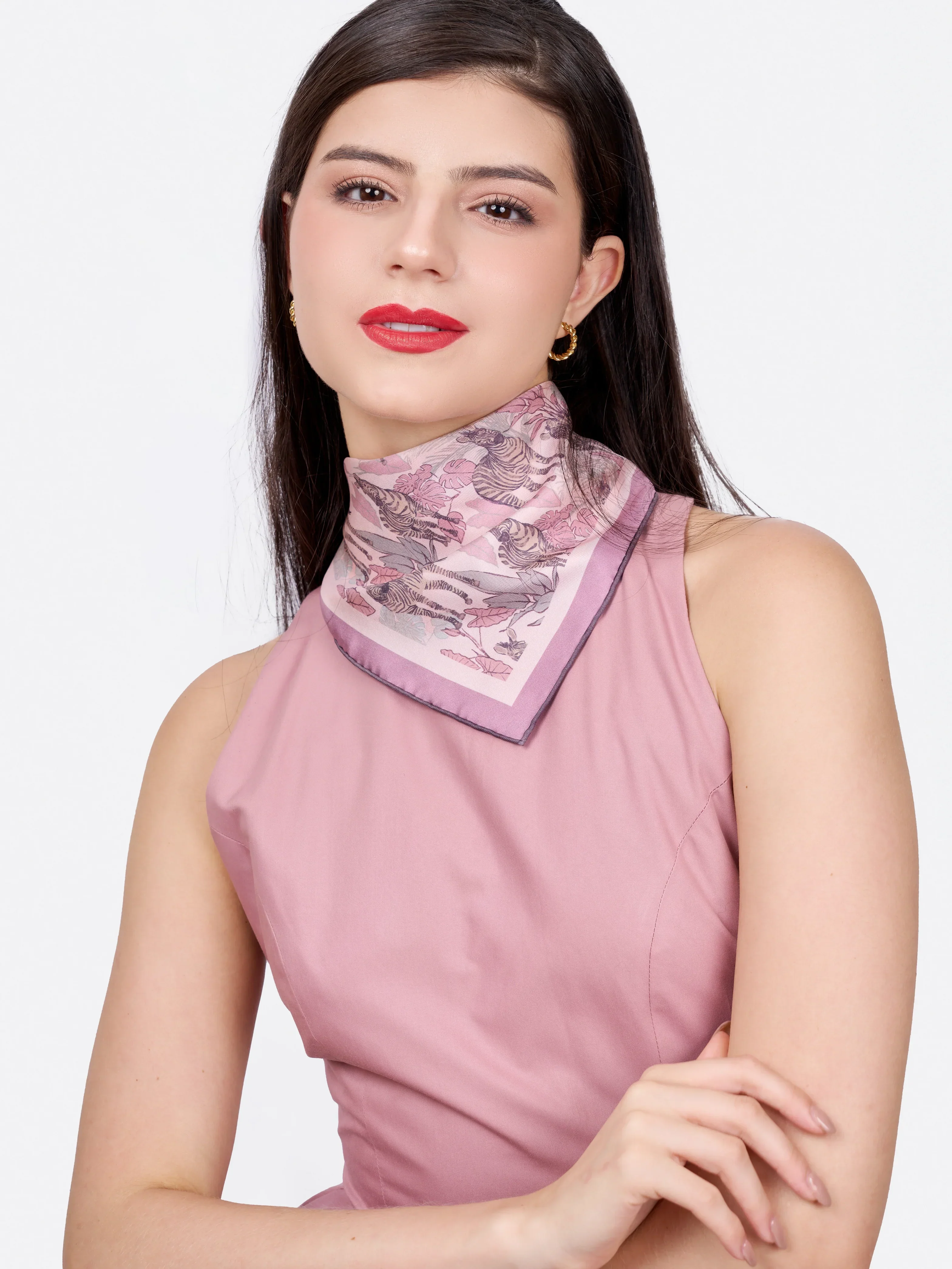 STUDIO QILING | Zebra Lilac Spring Double Side Silk Scarf 65 - Image 4
