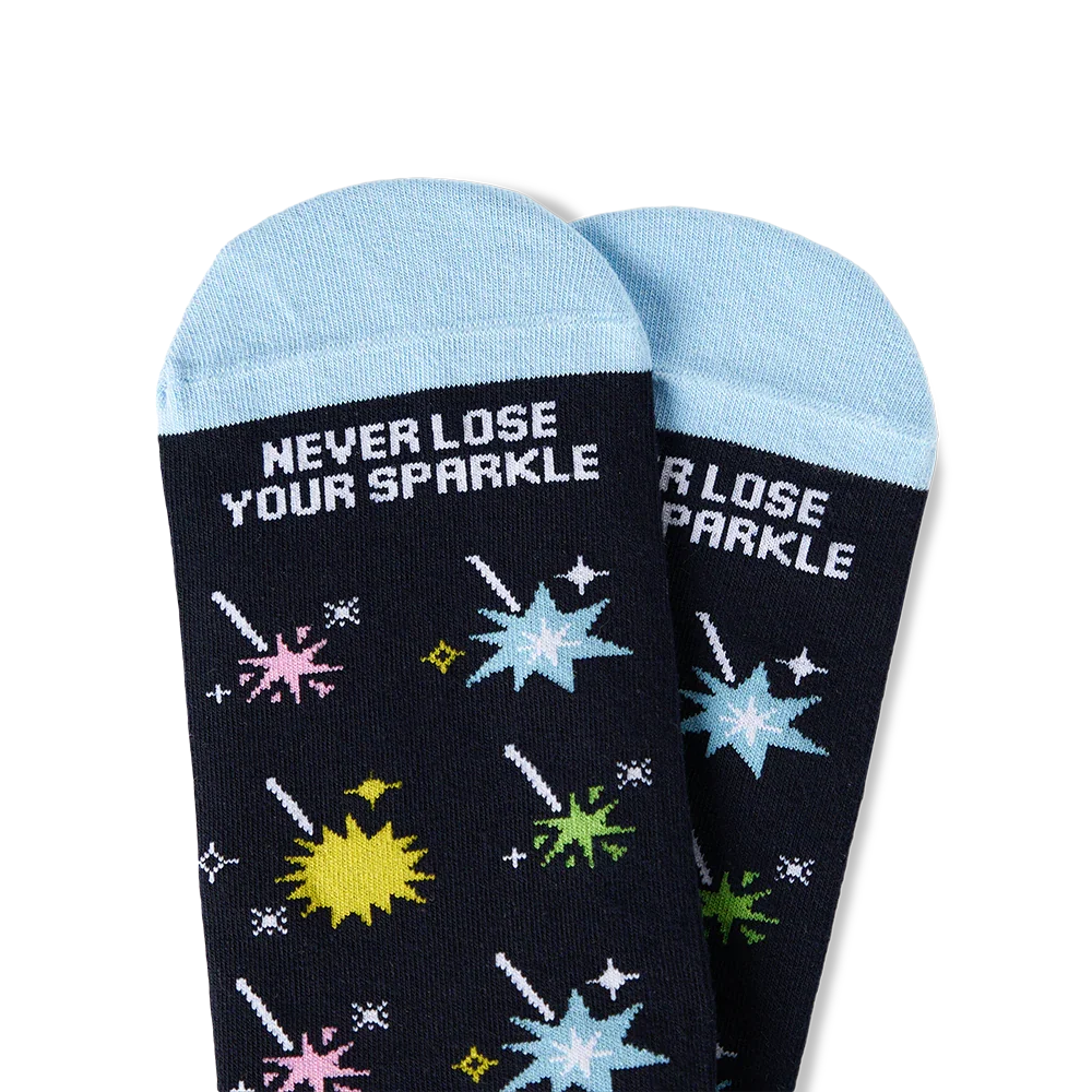 TALKING TOES | Glowing Sparklers Crew Sock - Image 3