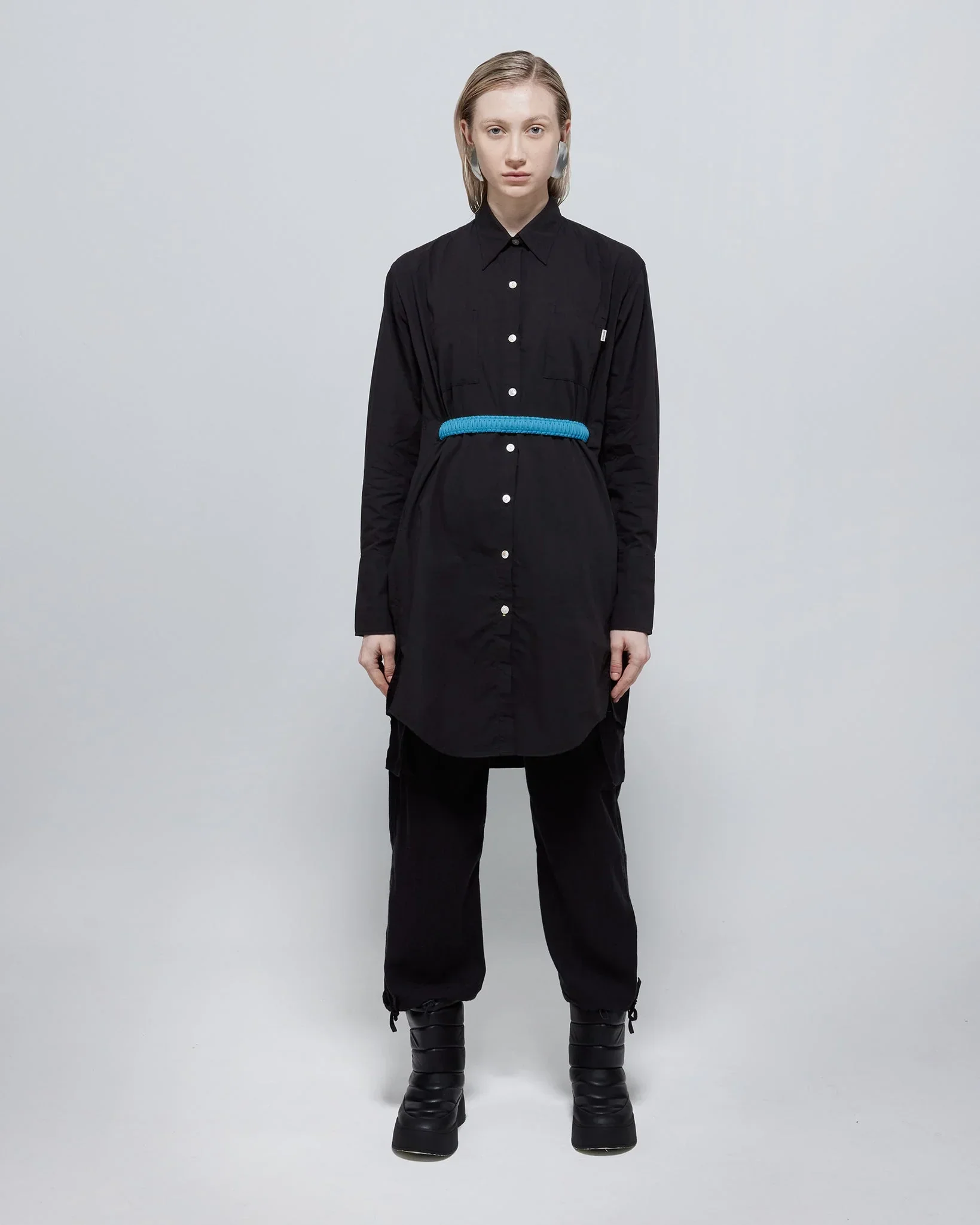 ROCK DAISY | Tasha Oversized TENCEL™ Belted Shirt Dress Black