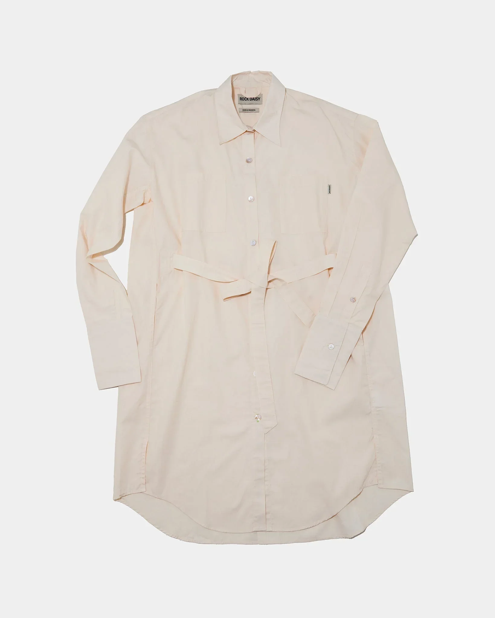 ROCK DAISY | Tasha Oversized TENCEL™ Belted Shirt Dress Cream - Image 3