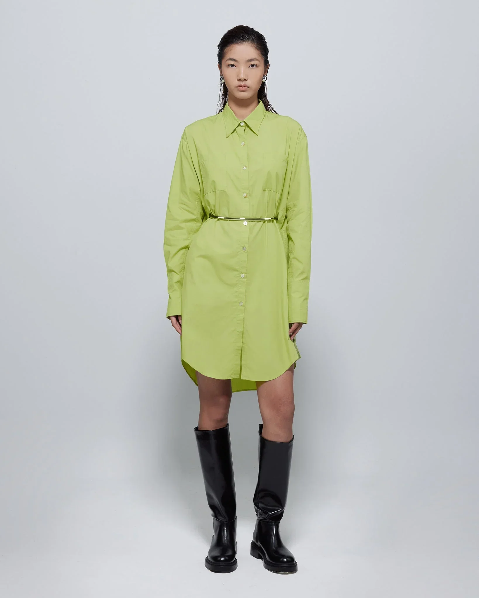 ROCK DAISY | Tasha Oversized TENCEL™ Belted Shirt Dress Green