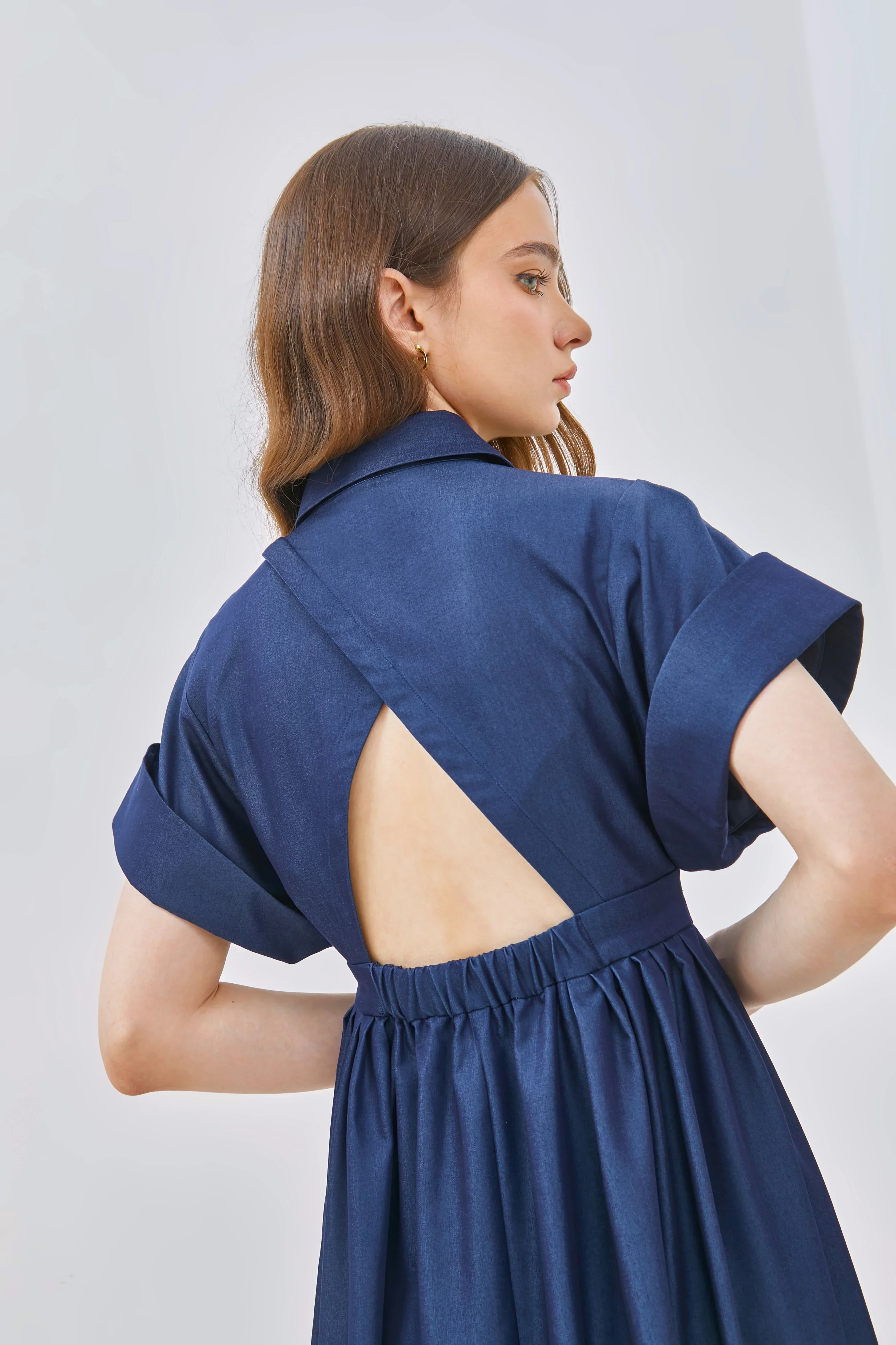 CAELI ECO LUXE | Tencel Denim Pleat Detail Shirtdress - Image 4