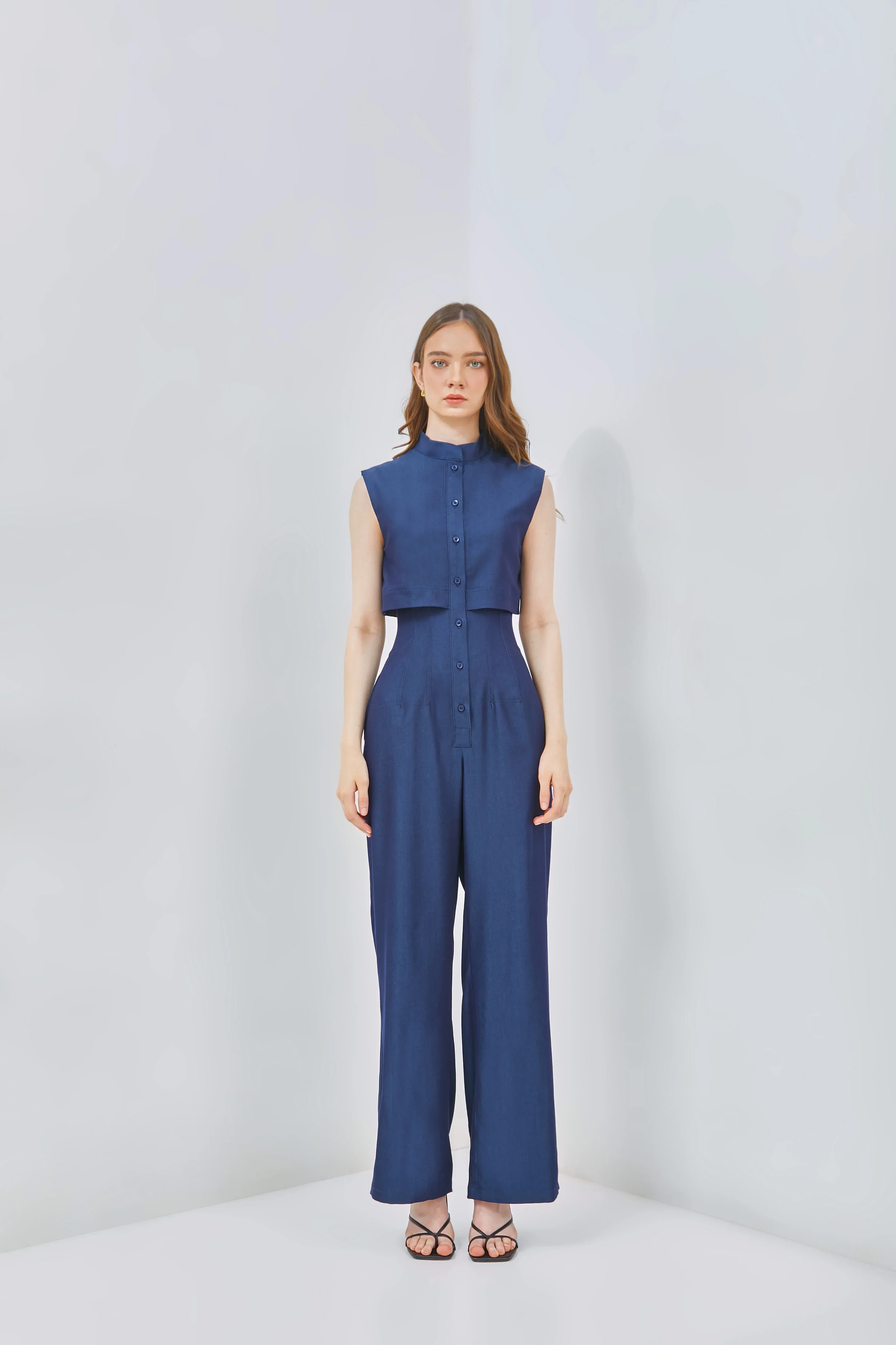 CAELI ECO LUXE | Tencel Denim Romper With Open Back - Image 3