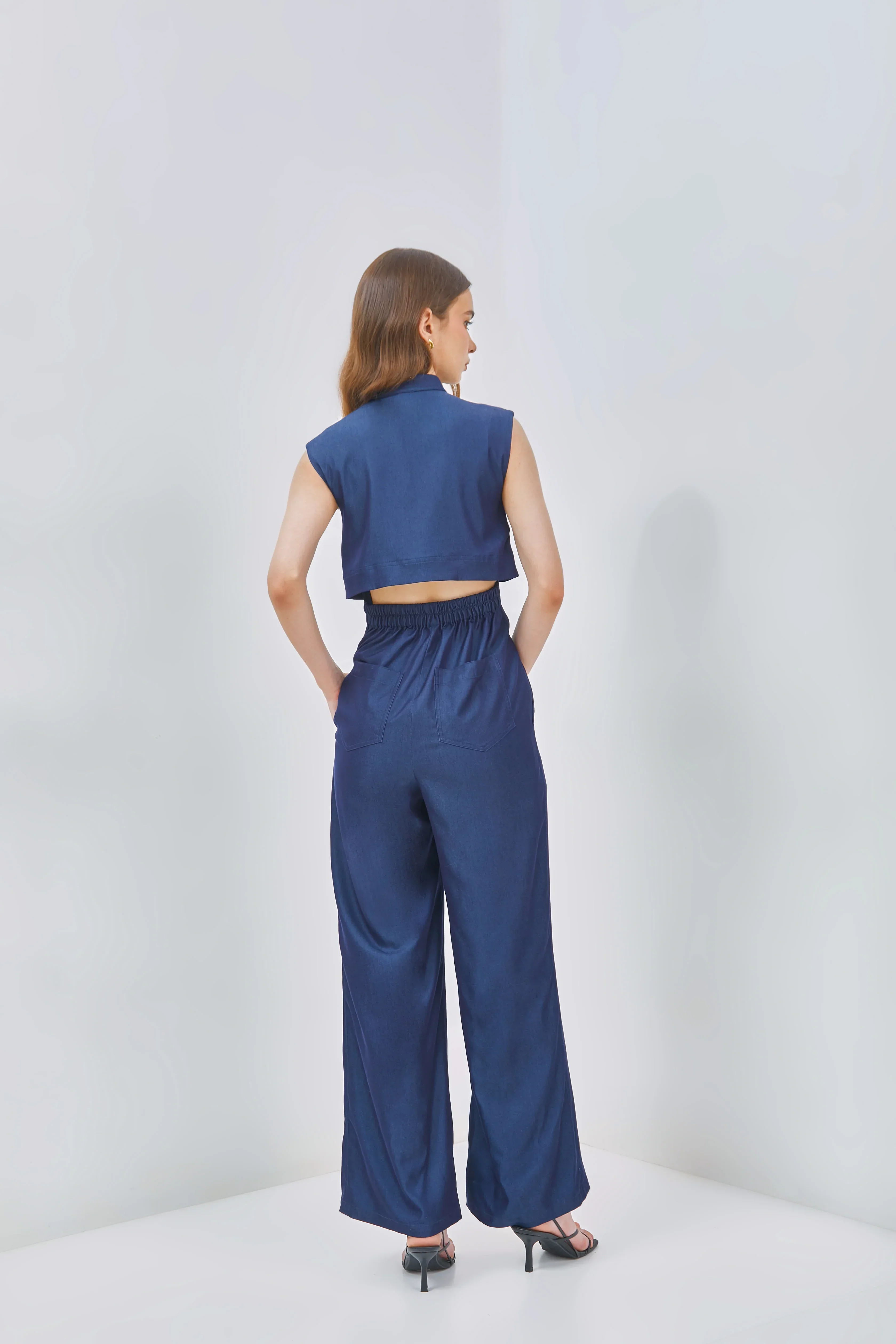CAELI ECO LUXE | Tencel Denim Romper With Open Back - Image 4