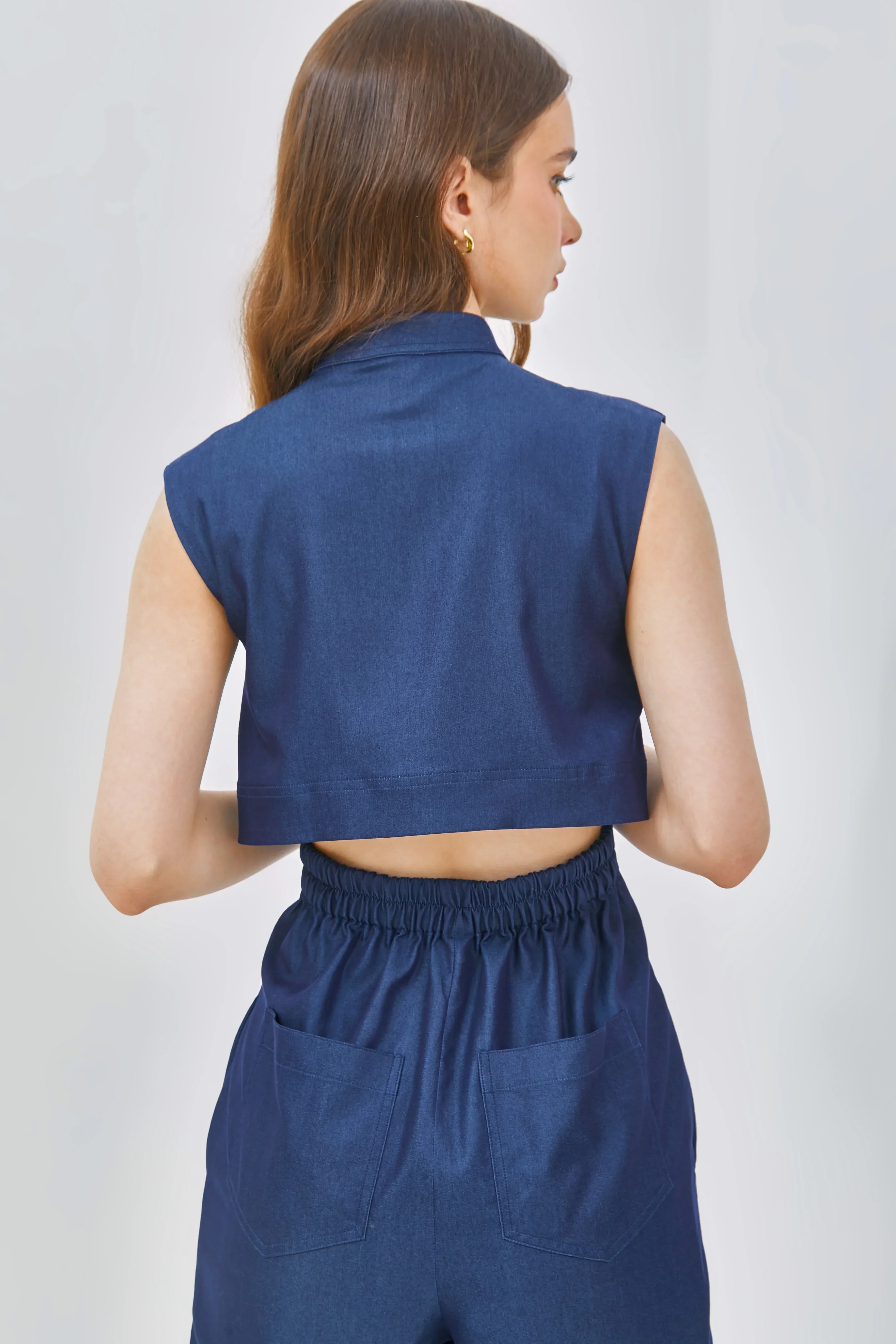 CAELI ECO LUXE | Tencel Denim Romper With Open Back - Image 5