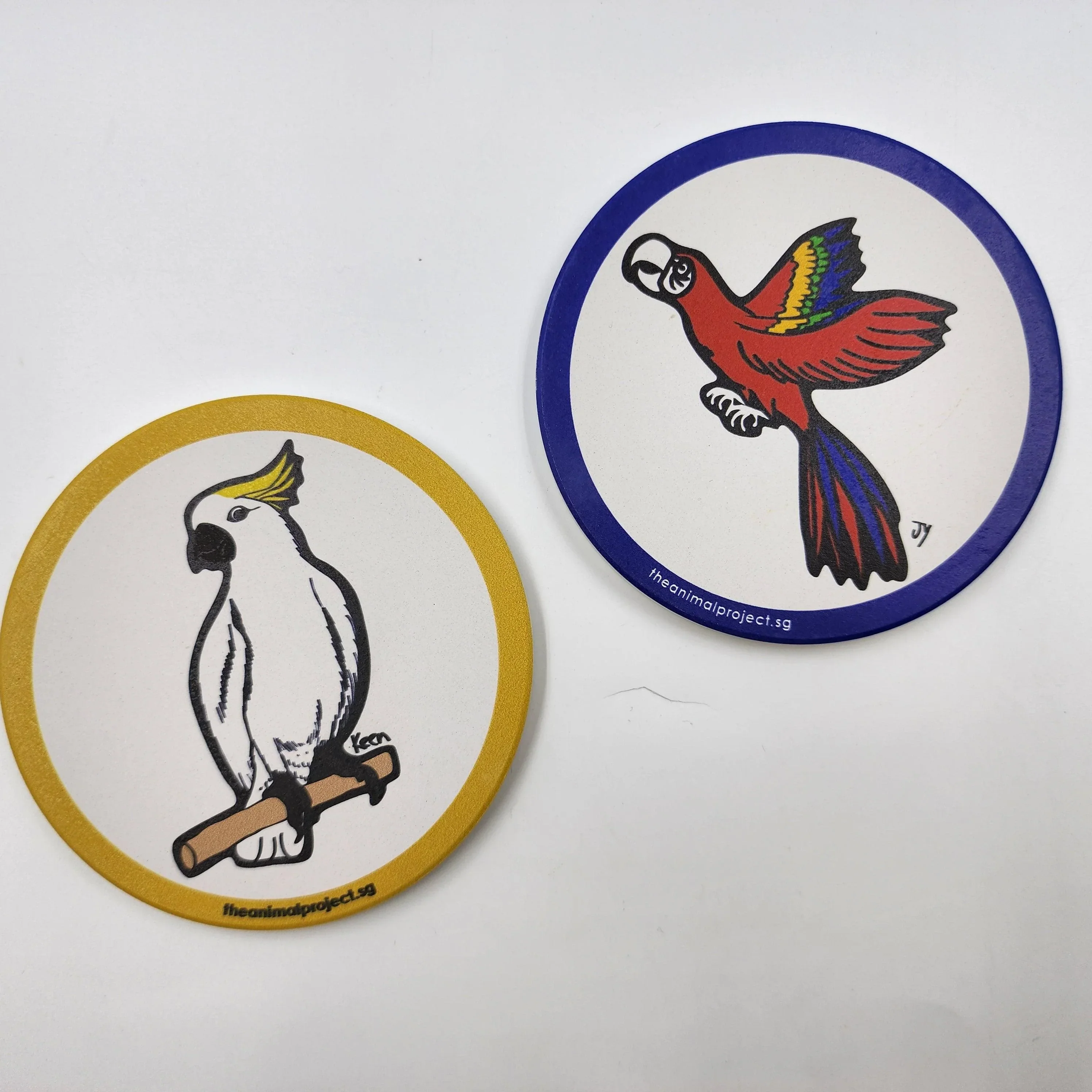 THE ANIMAL PROJECT | Ceramic Coaster (Set of 2) Macaw & Cockatoo