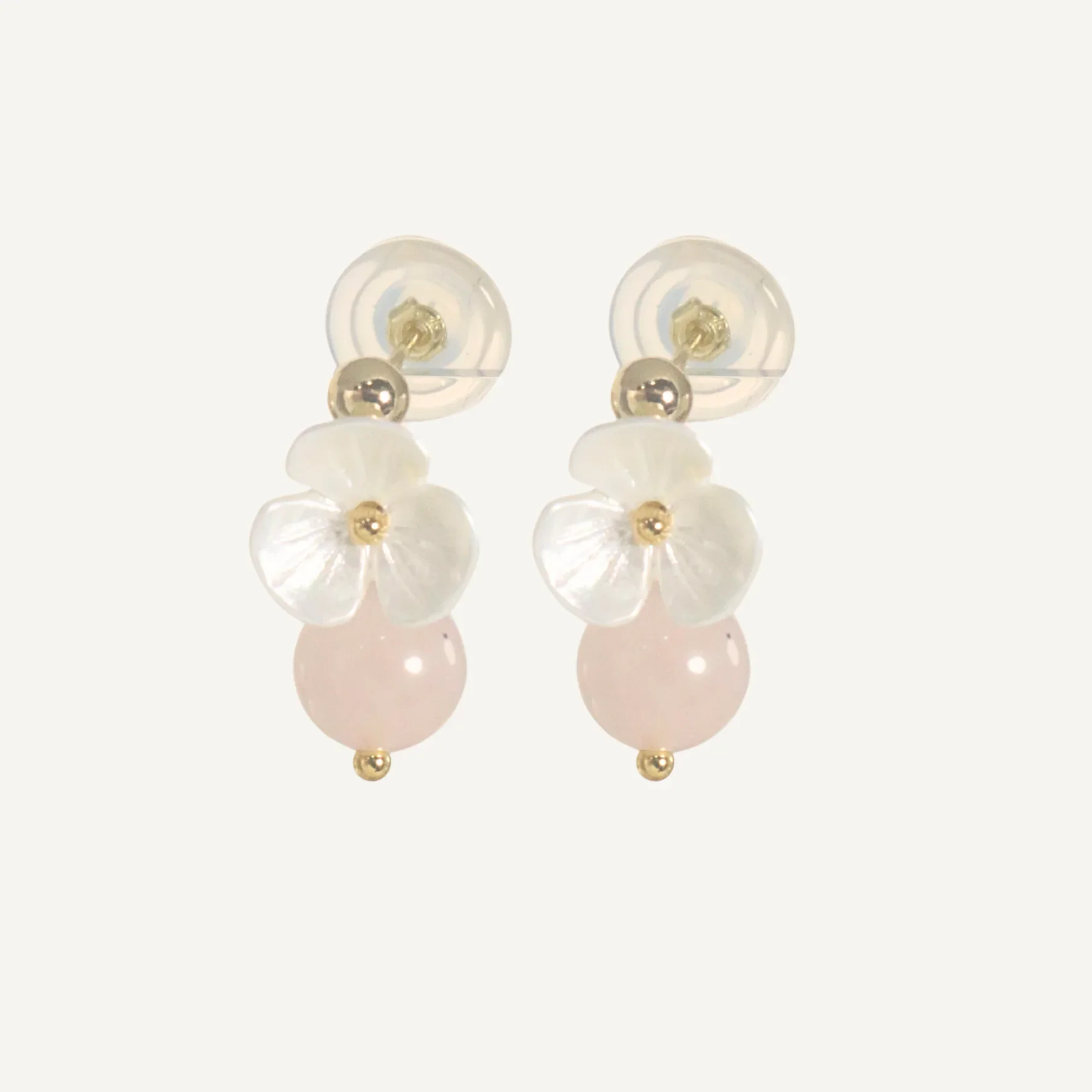 THE ANTECEDANT STORE | E - Floral Series Rose Quarts Earrings