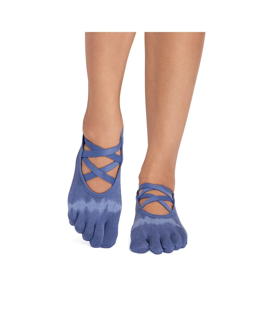 TOESOX | Ultra Fine Knit Elle Full Toe - Soft Blue Tie Dye Stripe - Image 2
