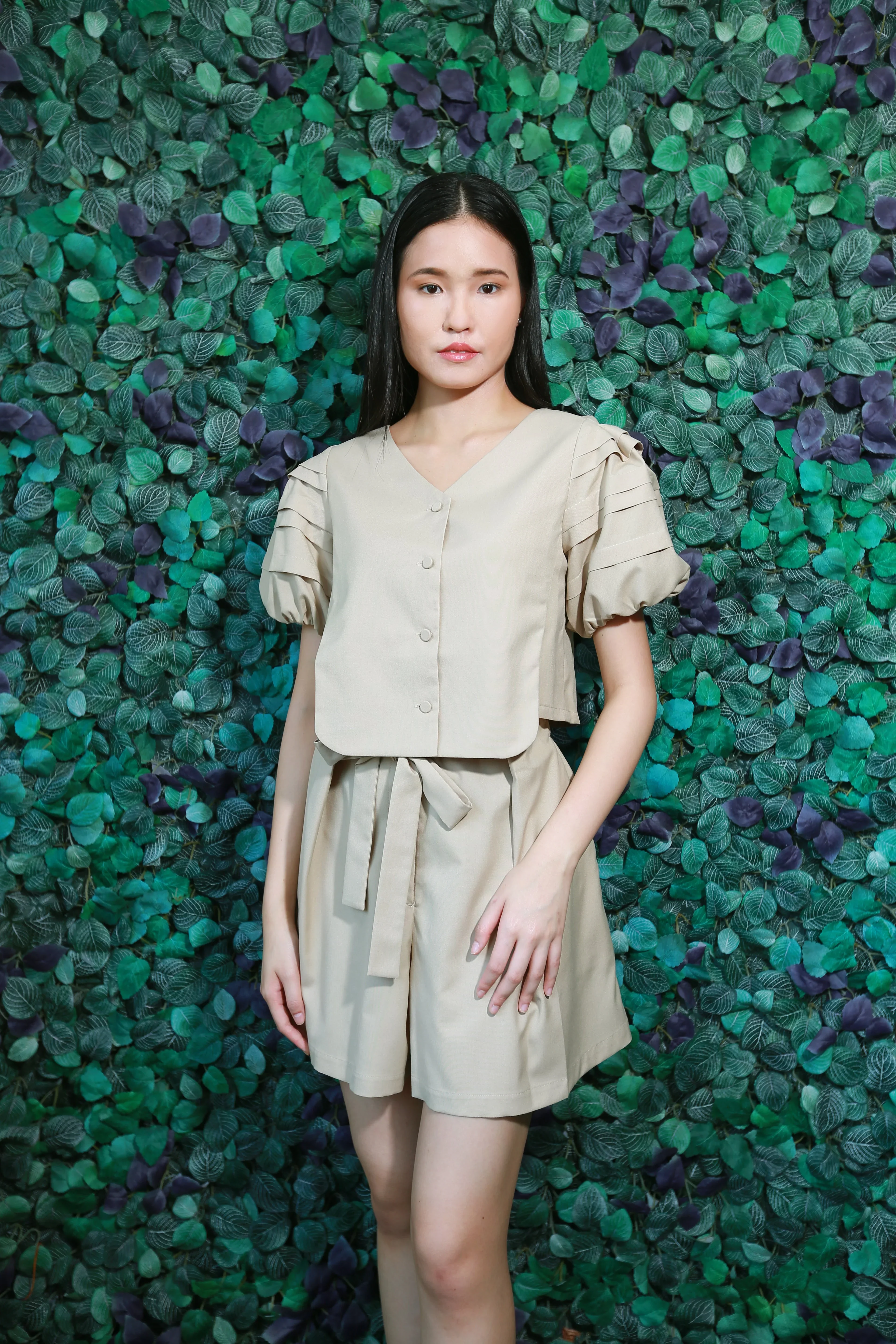 CAELI ECO LUXE | Buttondown With Pleated Sleeves Top - Image 3